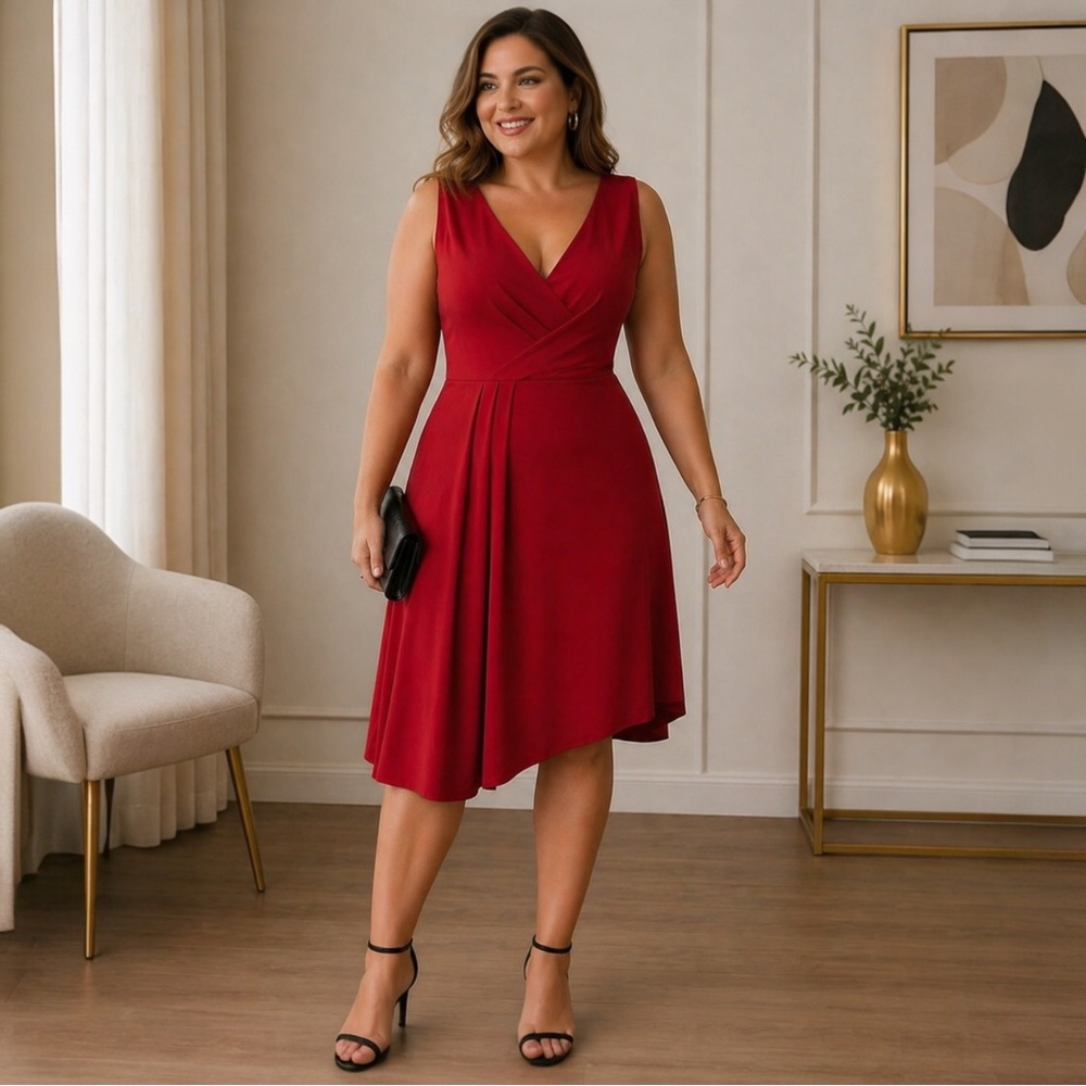 Lane Bryant Asymmetrical Red Dress. Size 18.